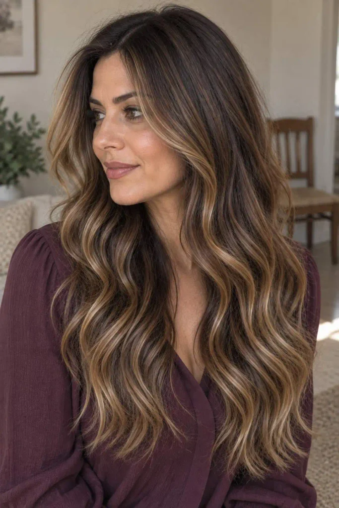 Olive Skin Caramel Balayage