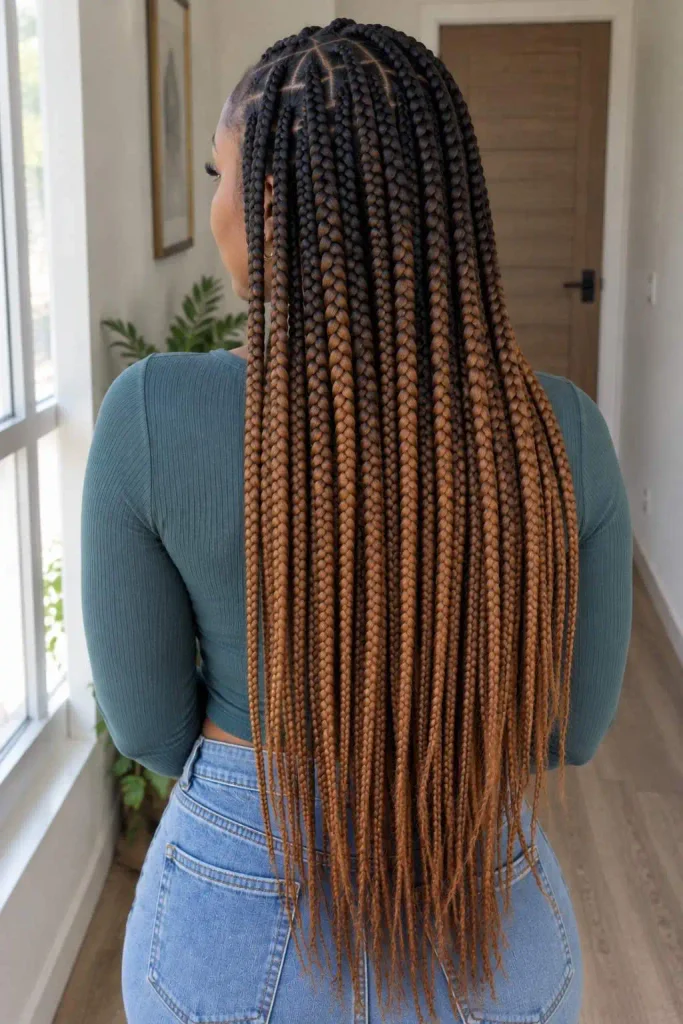 Ombré box braids with dark roots