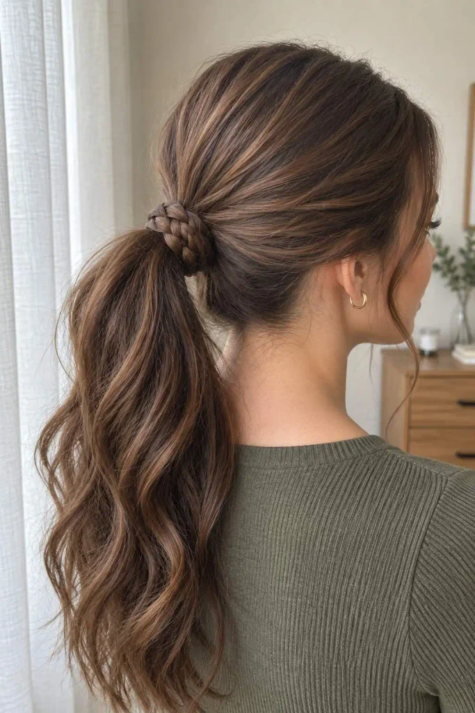 Polished Braid-Wrapped Ponytail Base