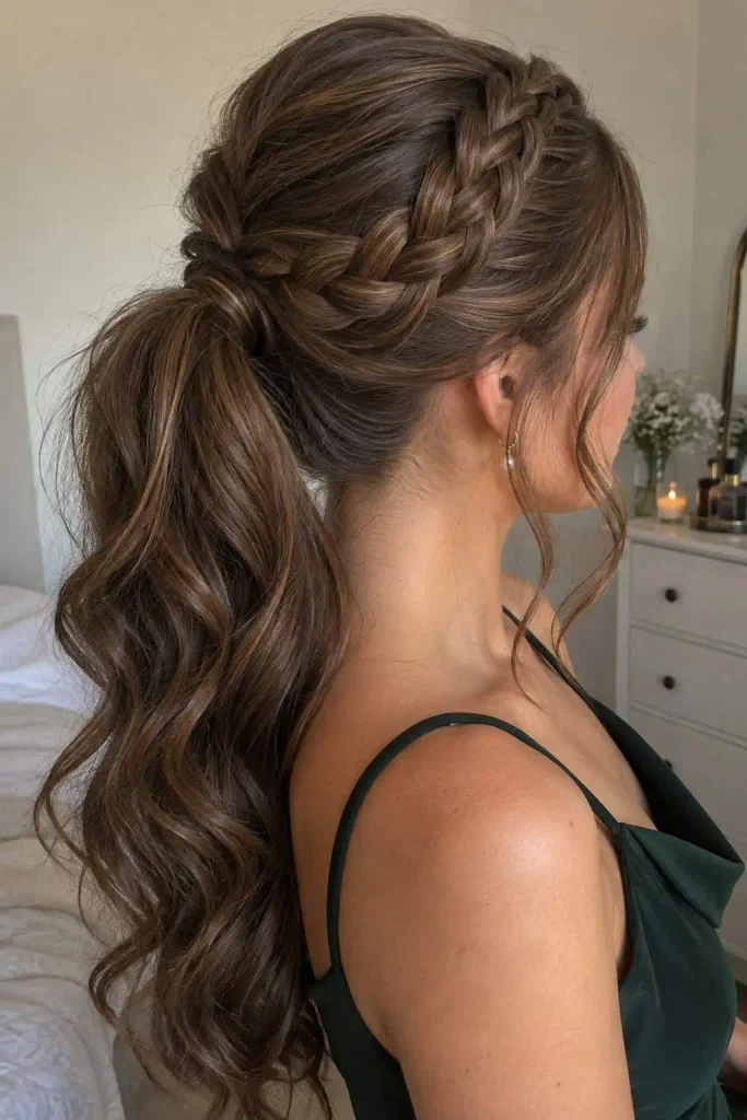 Prom Braided Ponytail With Waves