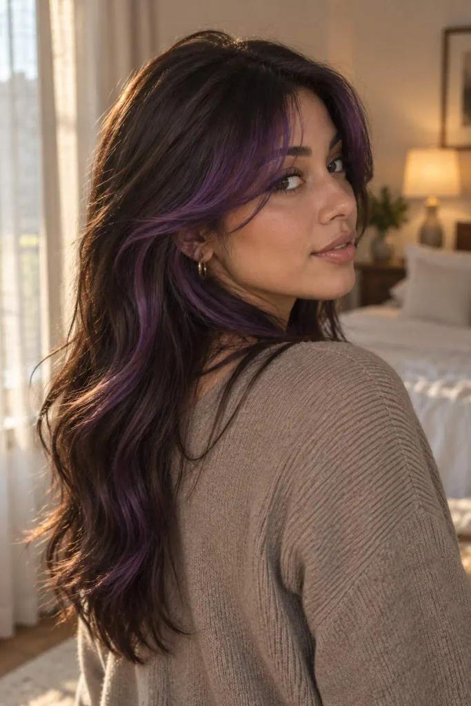 Purple Halo Curtain Bangs