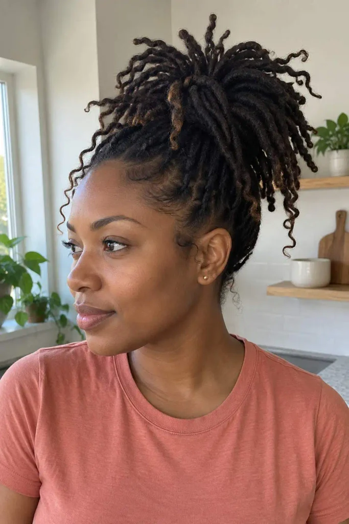 Quick loc pineapple ponytail