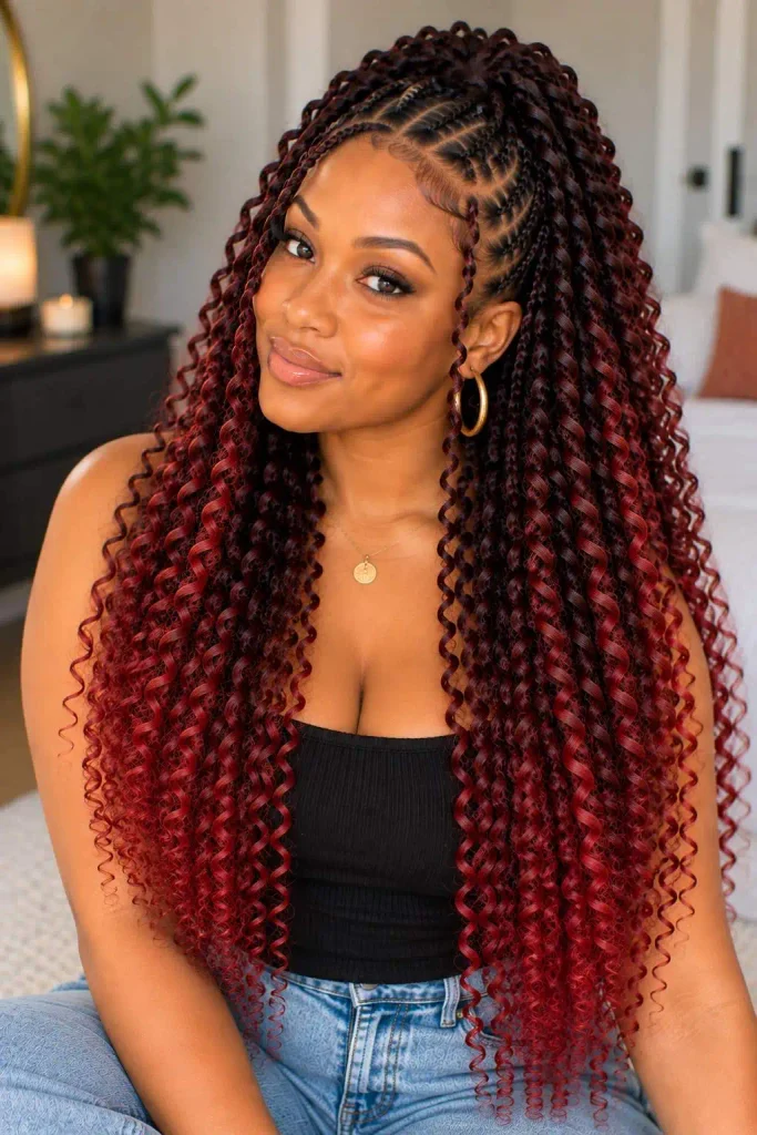 Red Ombre Passion Twist Braids