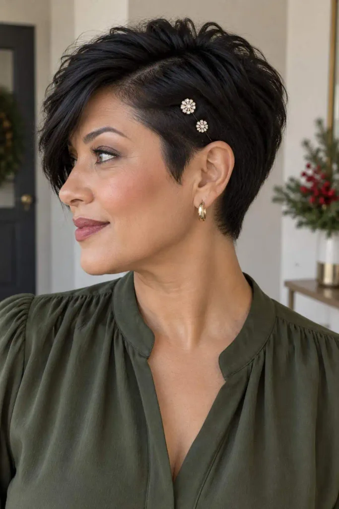 Rhinestone Pixie Side Sweep