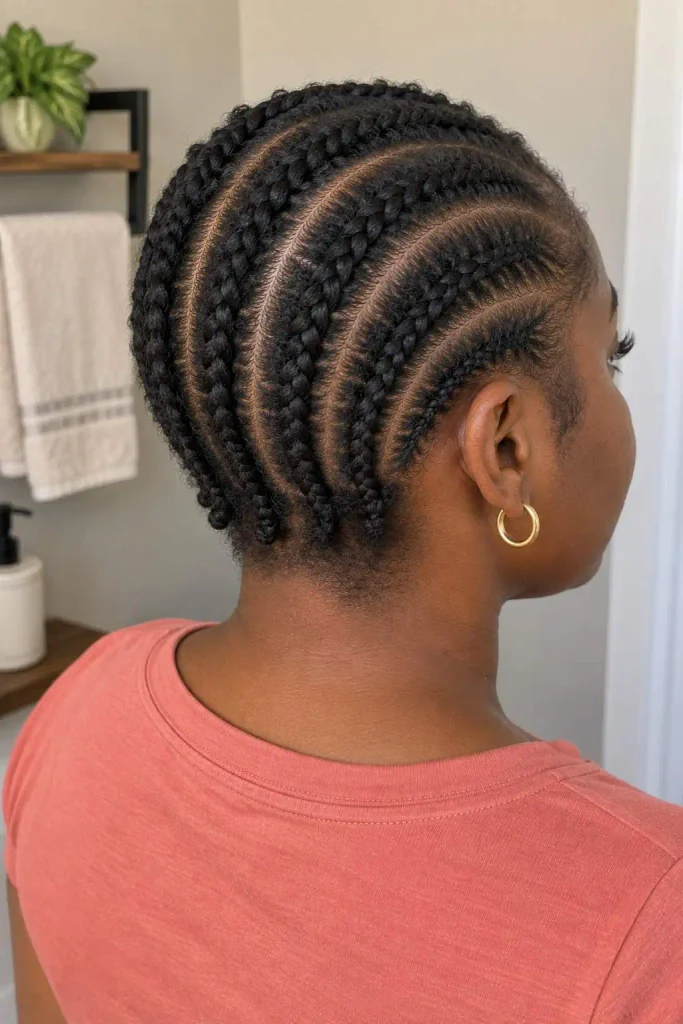Short 4C cornrows without extensions