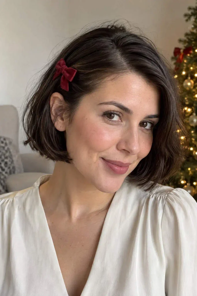 Short Bob With Bow Clip