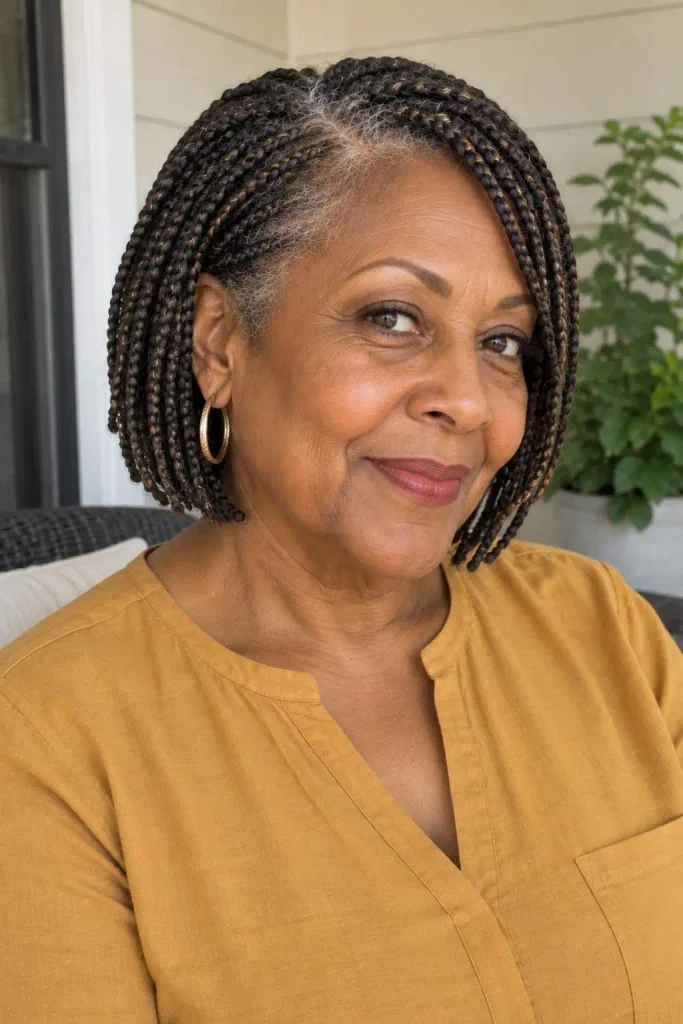 Short Braided Bob With Side Part