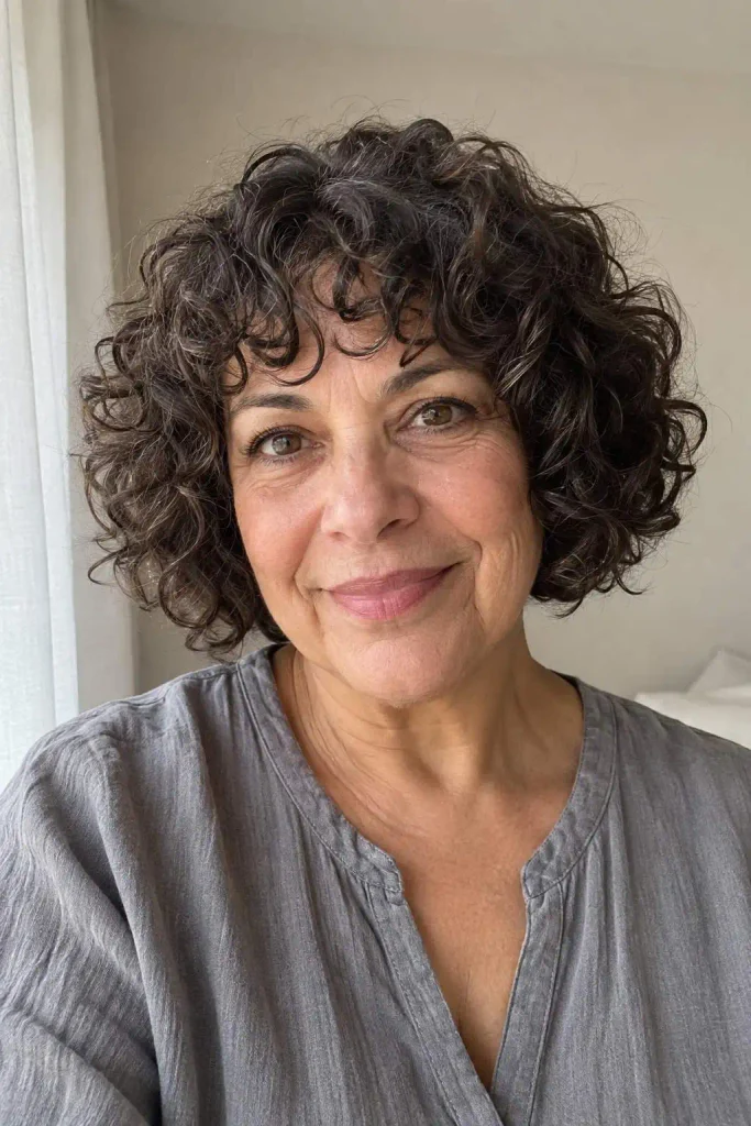 Short Curly Bob With Fringe