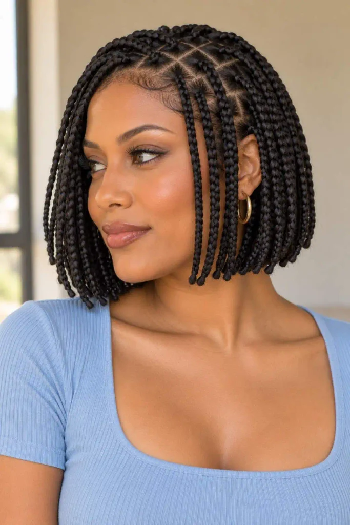 Short box braid bob
