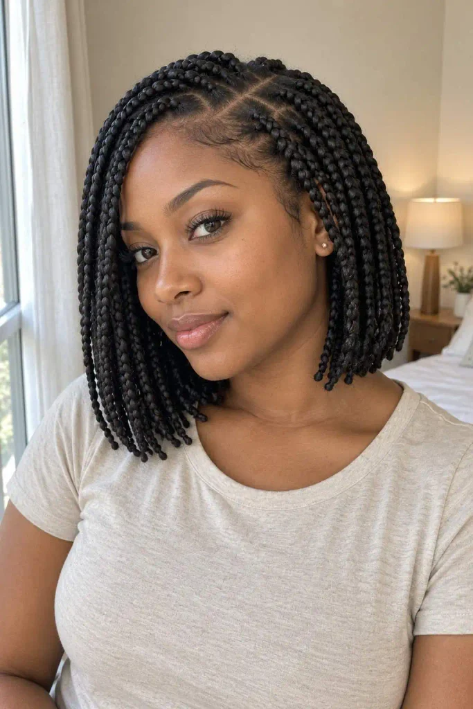 Short box braid bob
