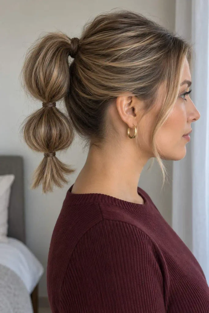 Short hair bubble ponytail