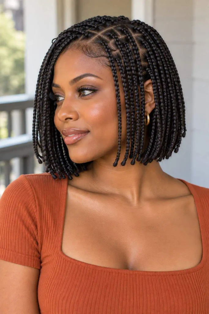 Short knotless braid bob