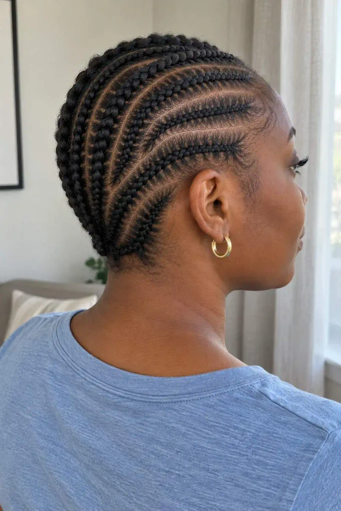 Short natural hair cornrows