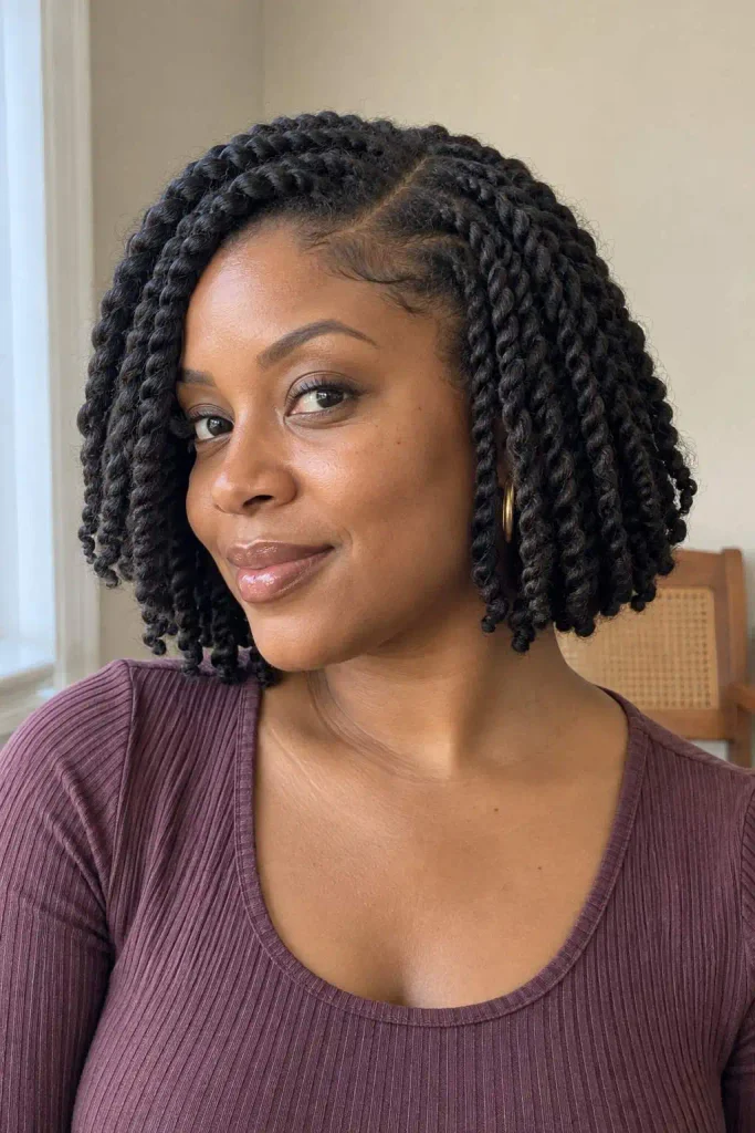 Short two strand twist bob