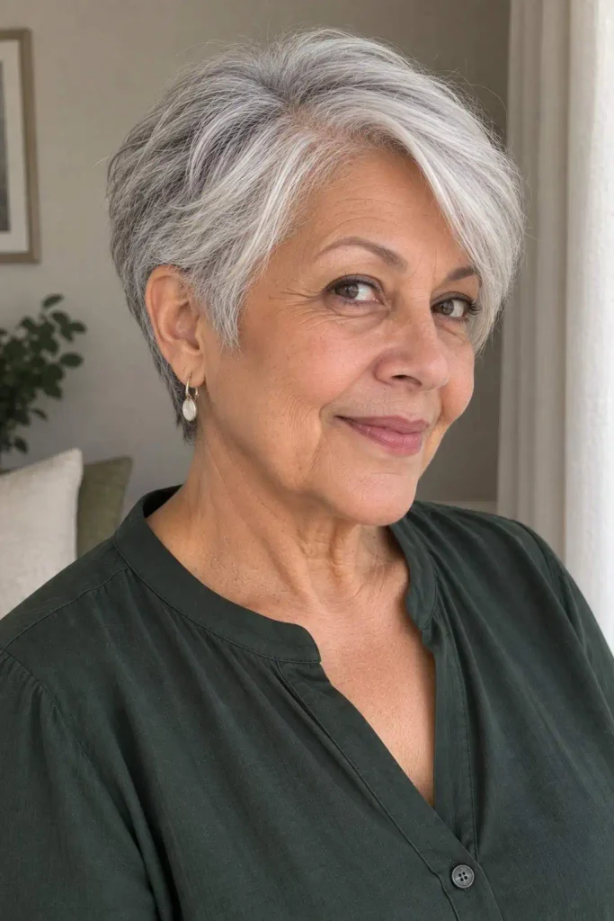 Side-Parted Pixie for Thin Hair