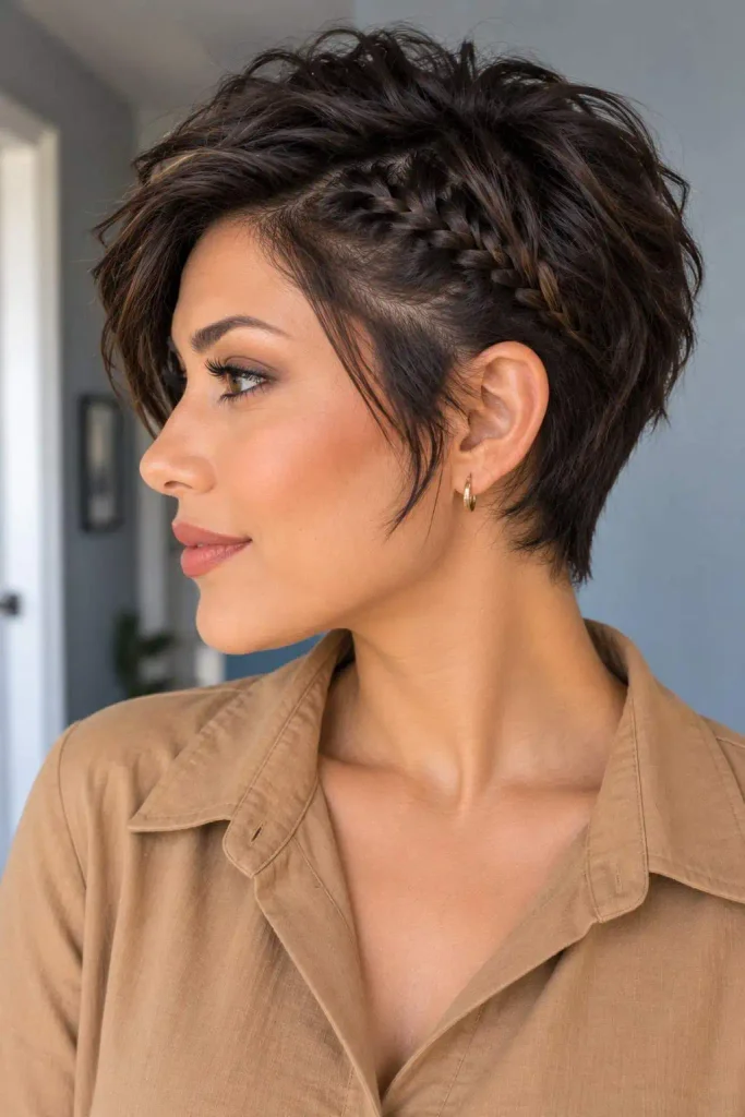 Side braid on a pixie