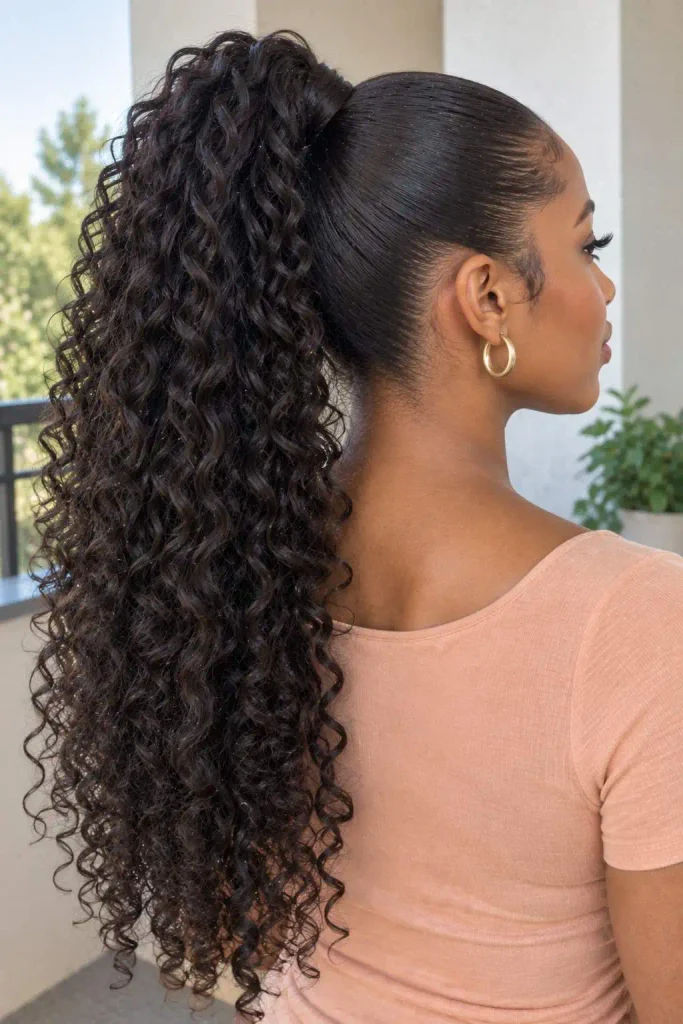 Sleek Curly High Ponytail