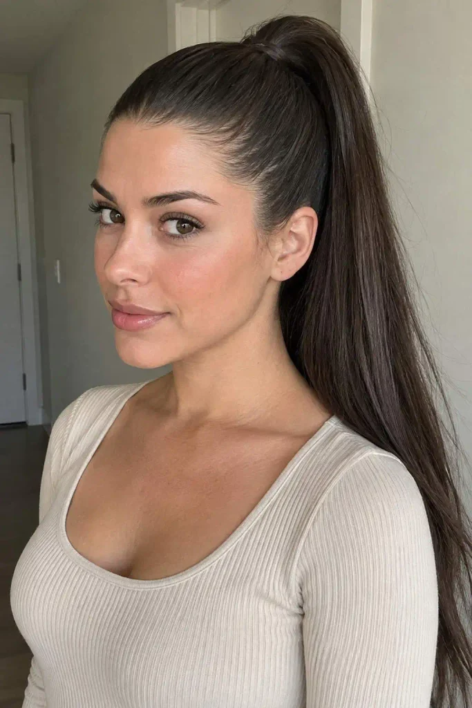 Sleek No-Part High Ponytail