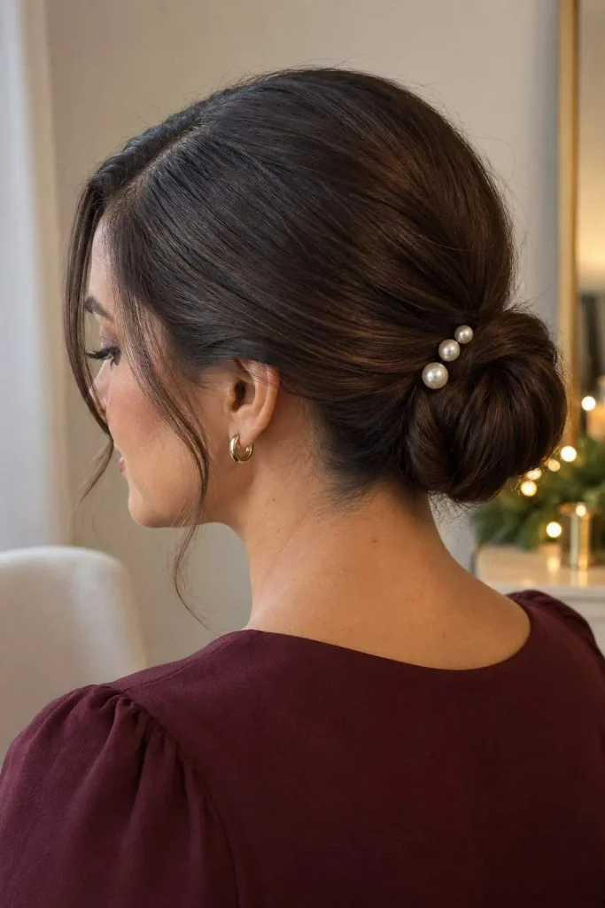 Sleek Pearl Low Bun