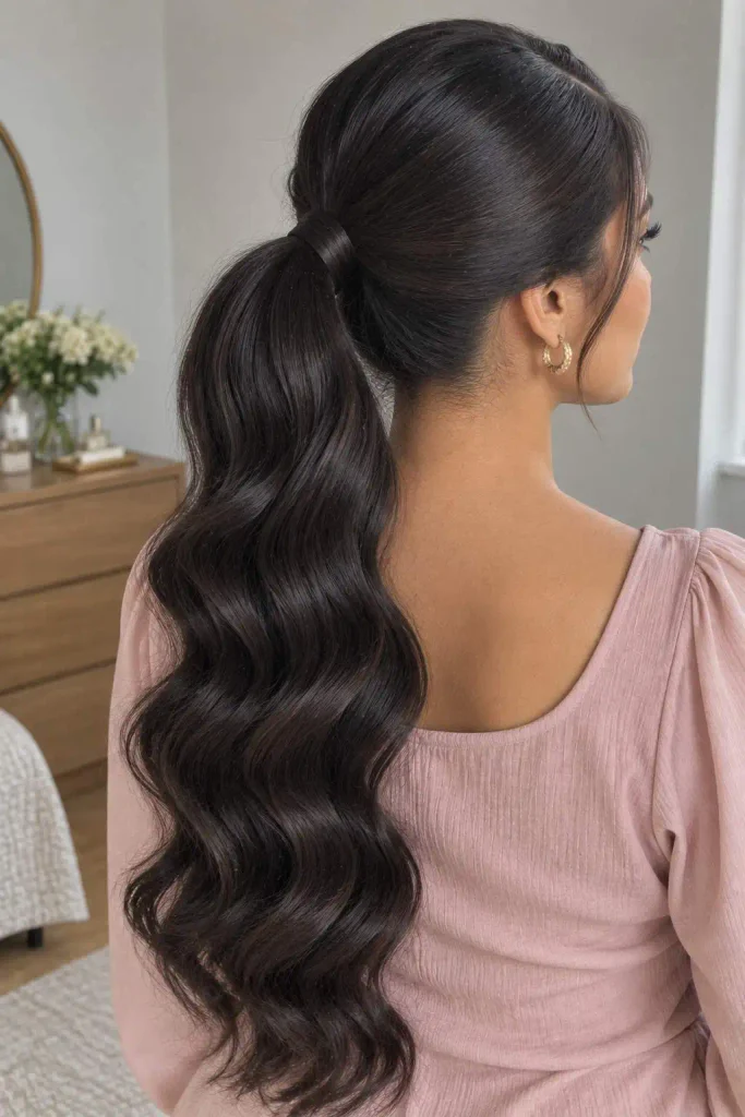 Sleek Ponytail With Deep Waves