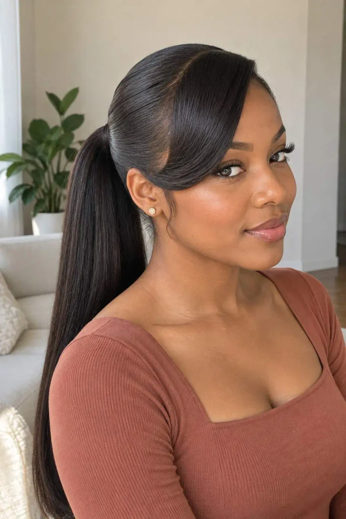 Sleek Ponytail With a Swoop