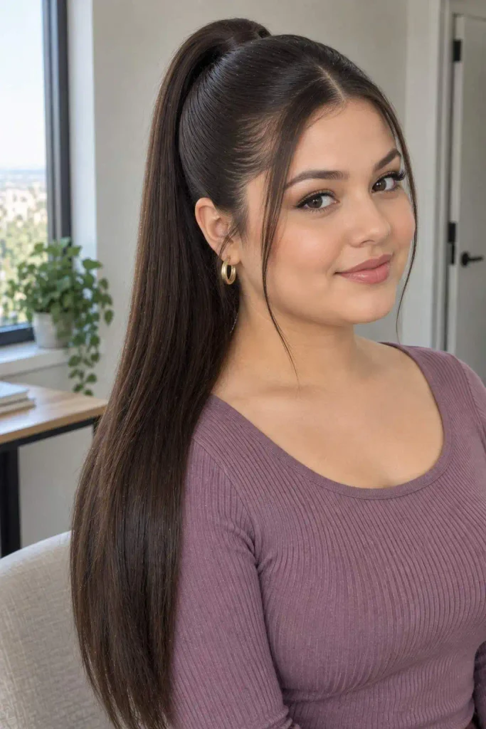 Sleek Ponytail for Round Faces