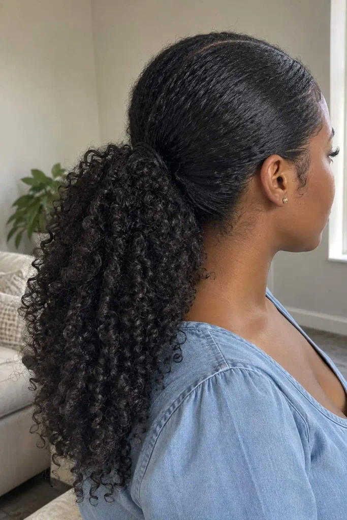 Sleek Ponytail on Natural Hair