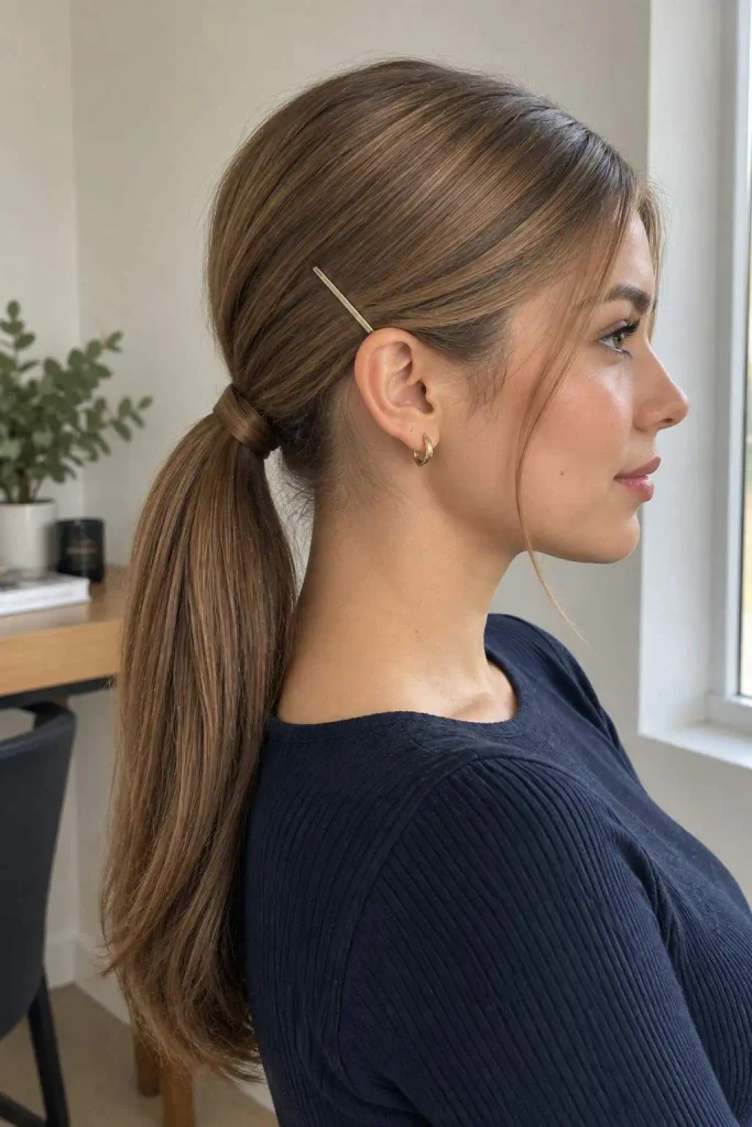 Sleek Side-Pinned Low Ponytail