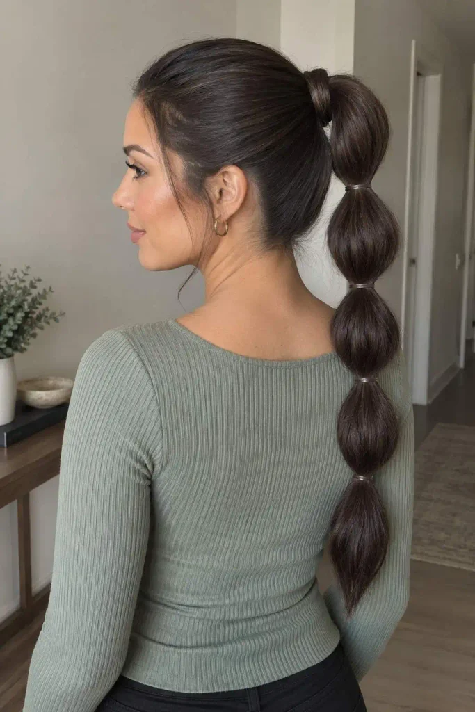 Sleek high bubble ponytail