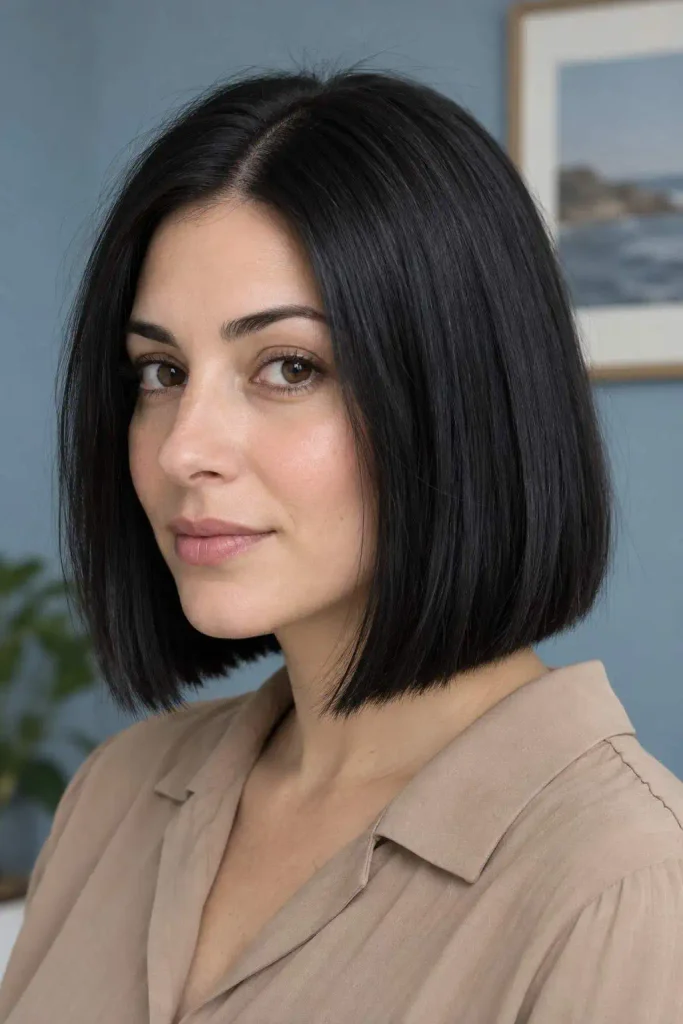 Sleek straight bob for fine hair