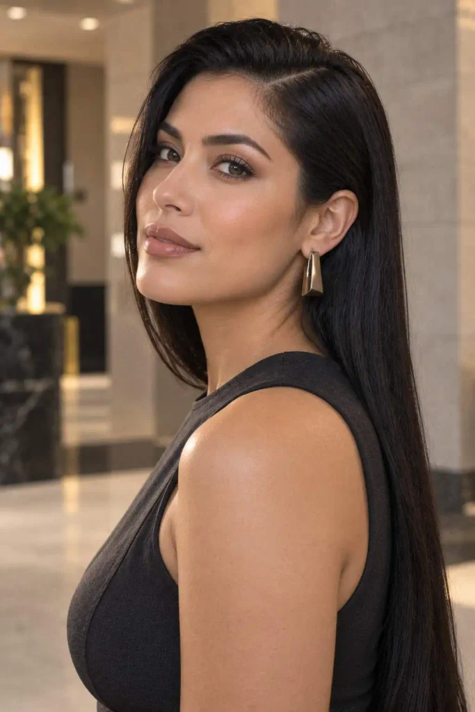 Slicked Back Soft Side Part Hair