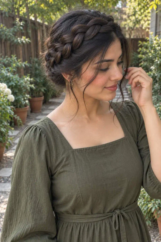 Soft Crown Braid Updo