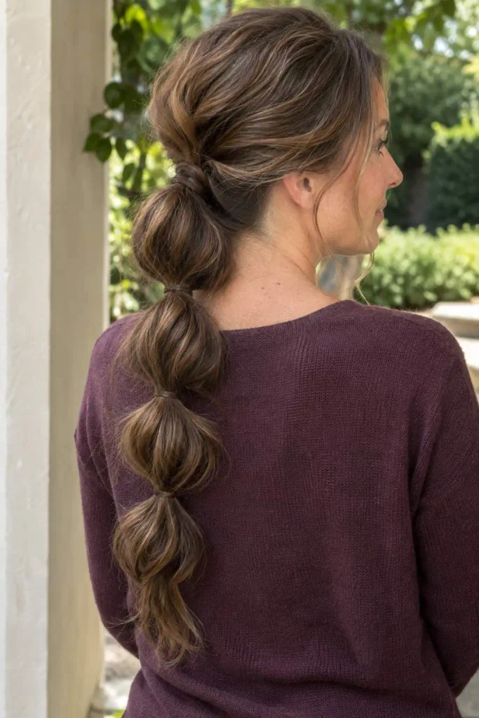 Soft wavy bubble ponytail