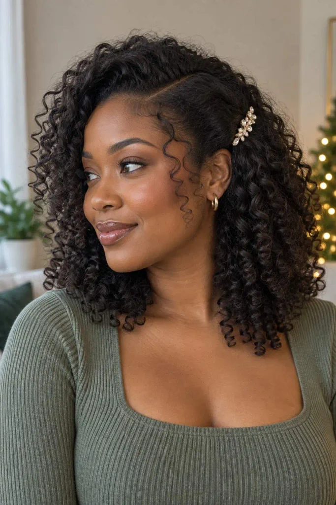 Sparkly Clip Holiday Curls