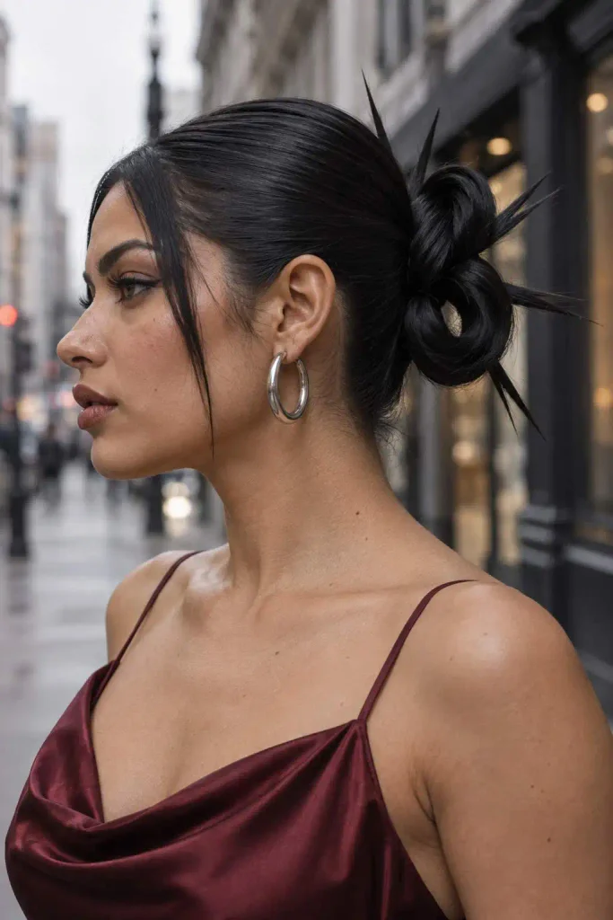 Spiked Infinity Bun Graphic Updo
