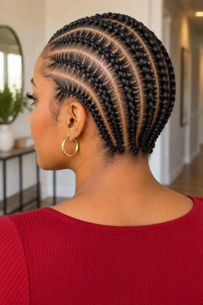 Stitch braids on short hair