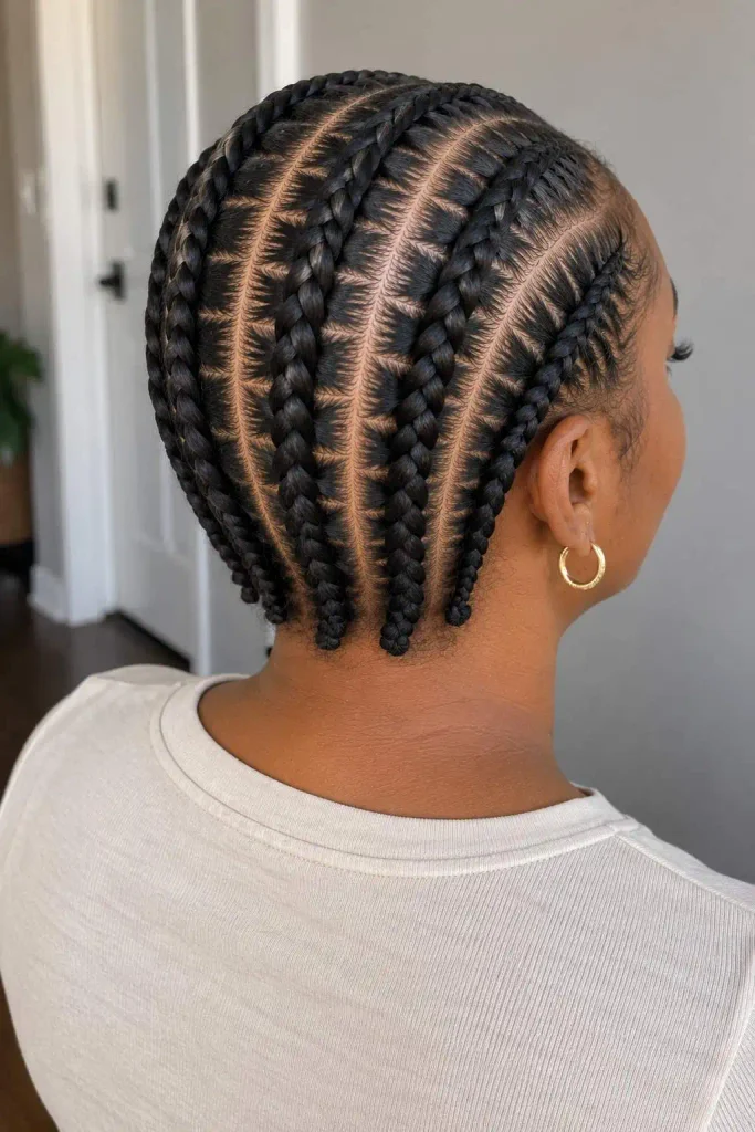 Stitch cornrows on natural hair