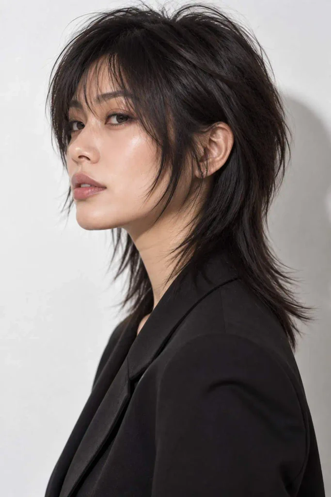 Straight Feminine Mullet Shag Haircut