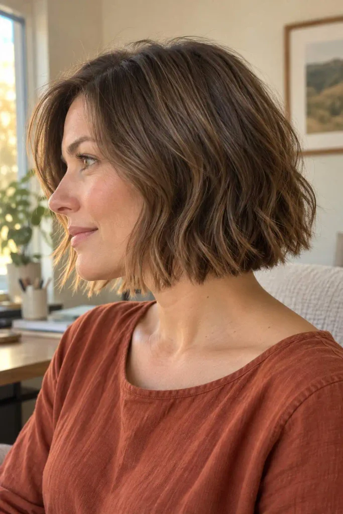 Textured bob with choppy ends