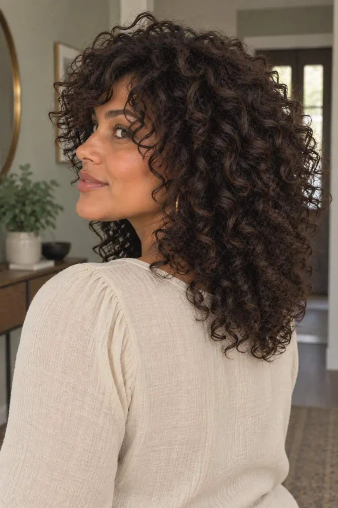 Thick Curly Shag With Crown Layers