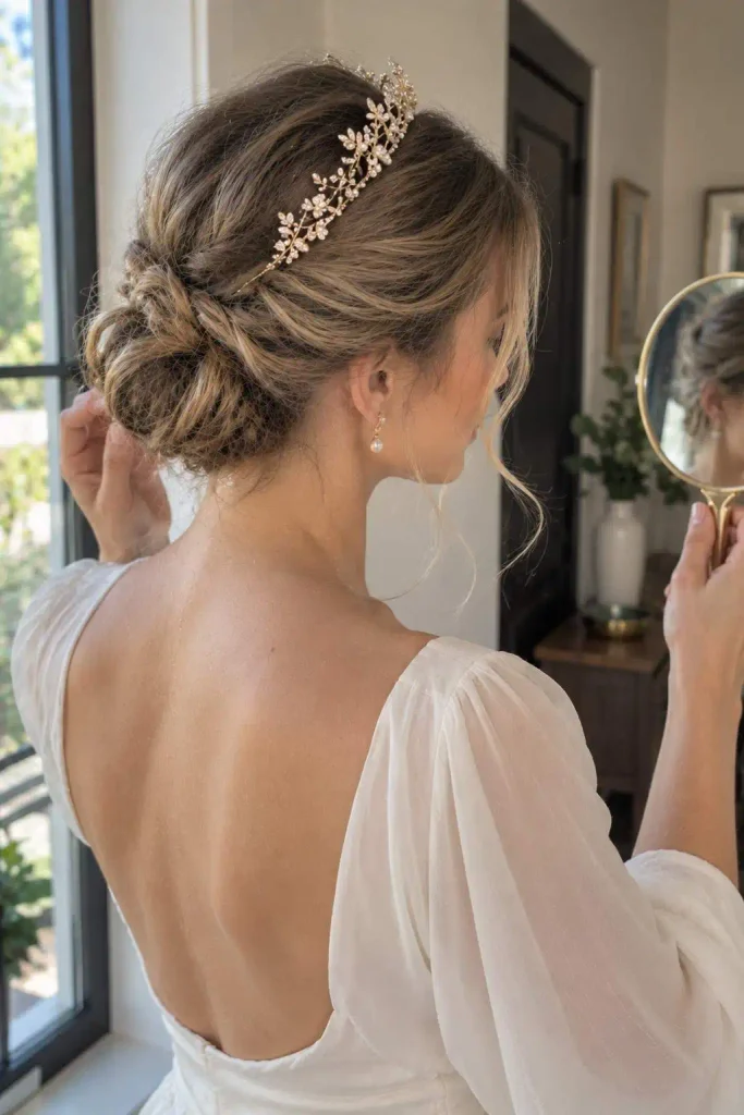 Thin Hair Textured Tiara Updo