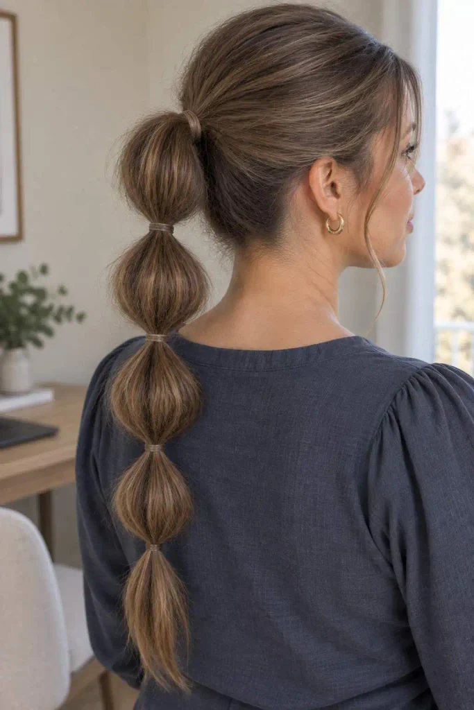 Thin hair bubble ponytail