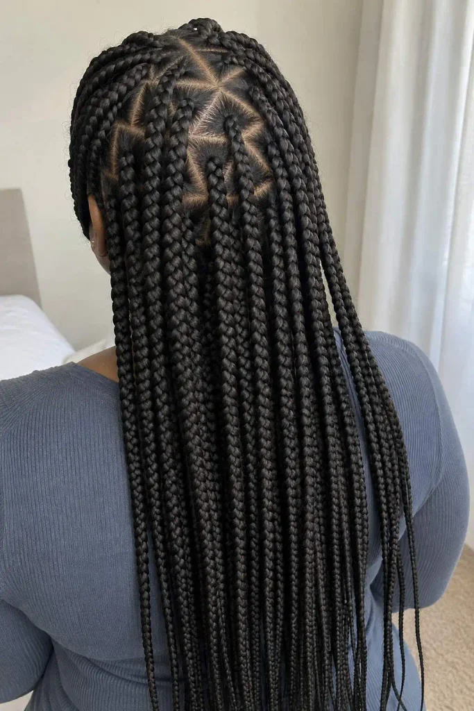 Triangle-part medium box braids