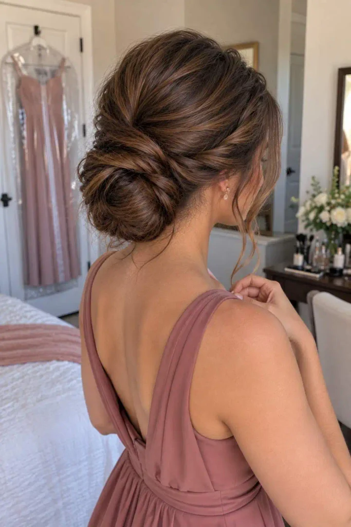 Twisted Bridesmaid Bun for Long Hair