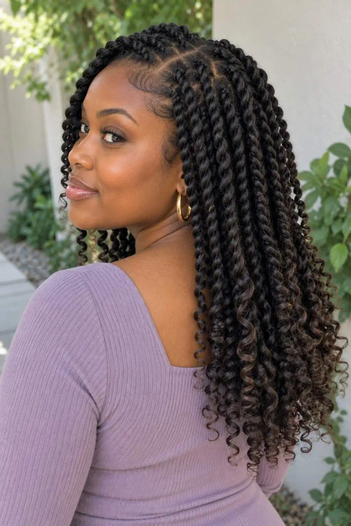 Two strand twists with curls