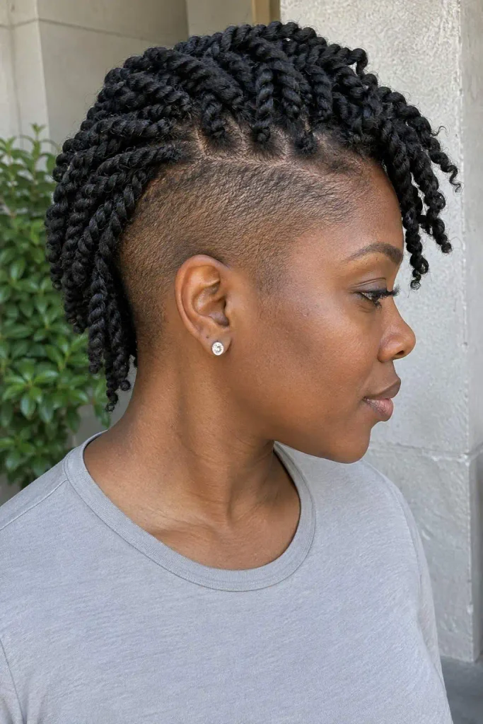 Two strand twists with shaved sides