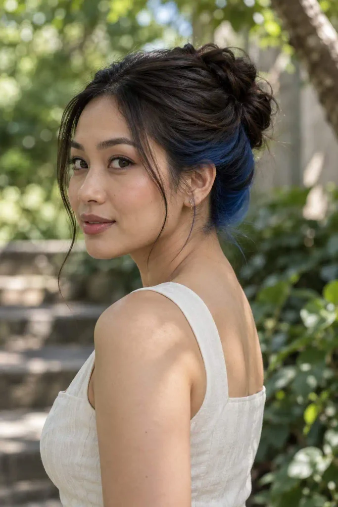 Updo Revealing Blue Halo
