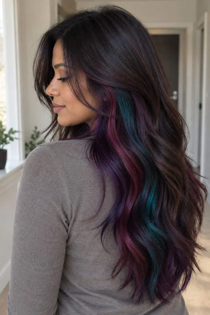 Vivid Peekaboo Brunette Layers