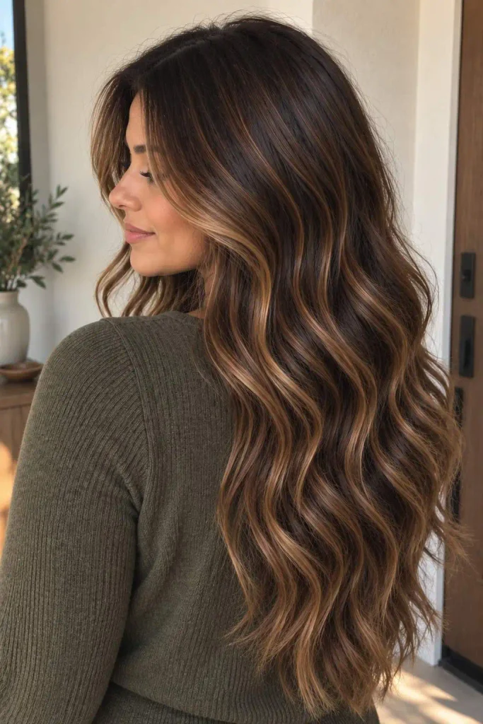 Warm Brunette Fall Caramel Highlights
