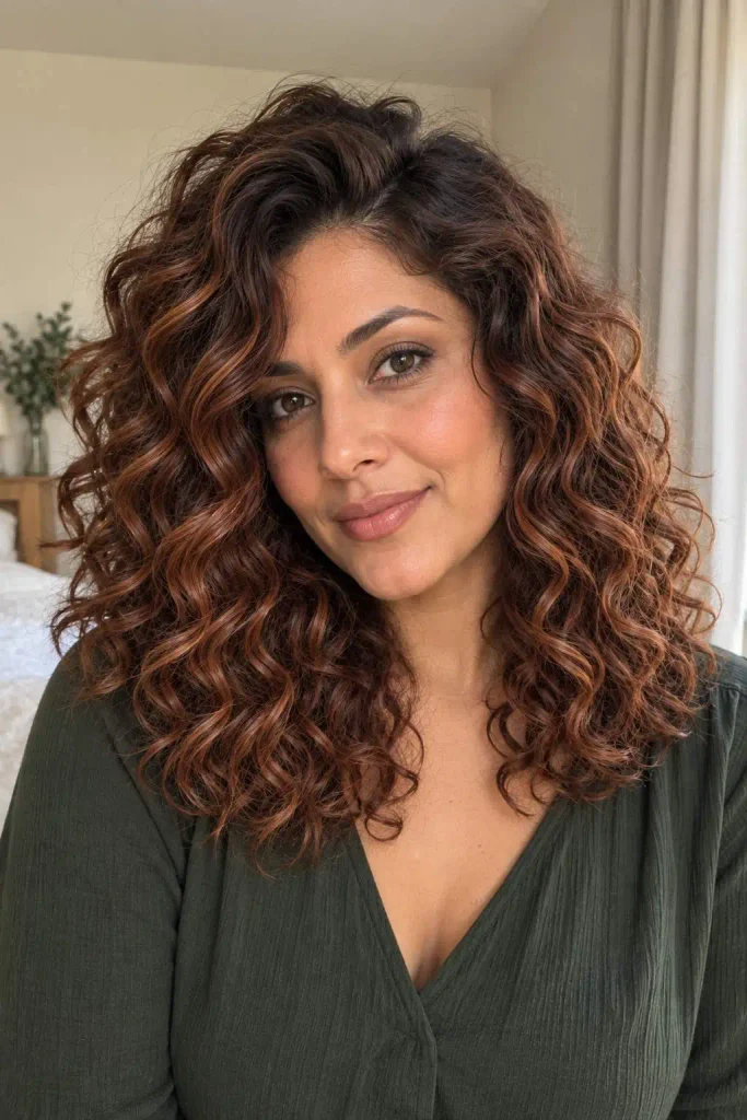 Warm Cinnamon Brunette Curls